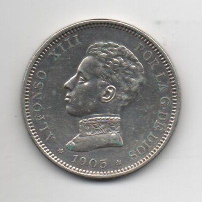 ALFONSO XIII DEL AÑO 1905 *05 DE 2 PESETAS